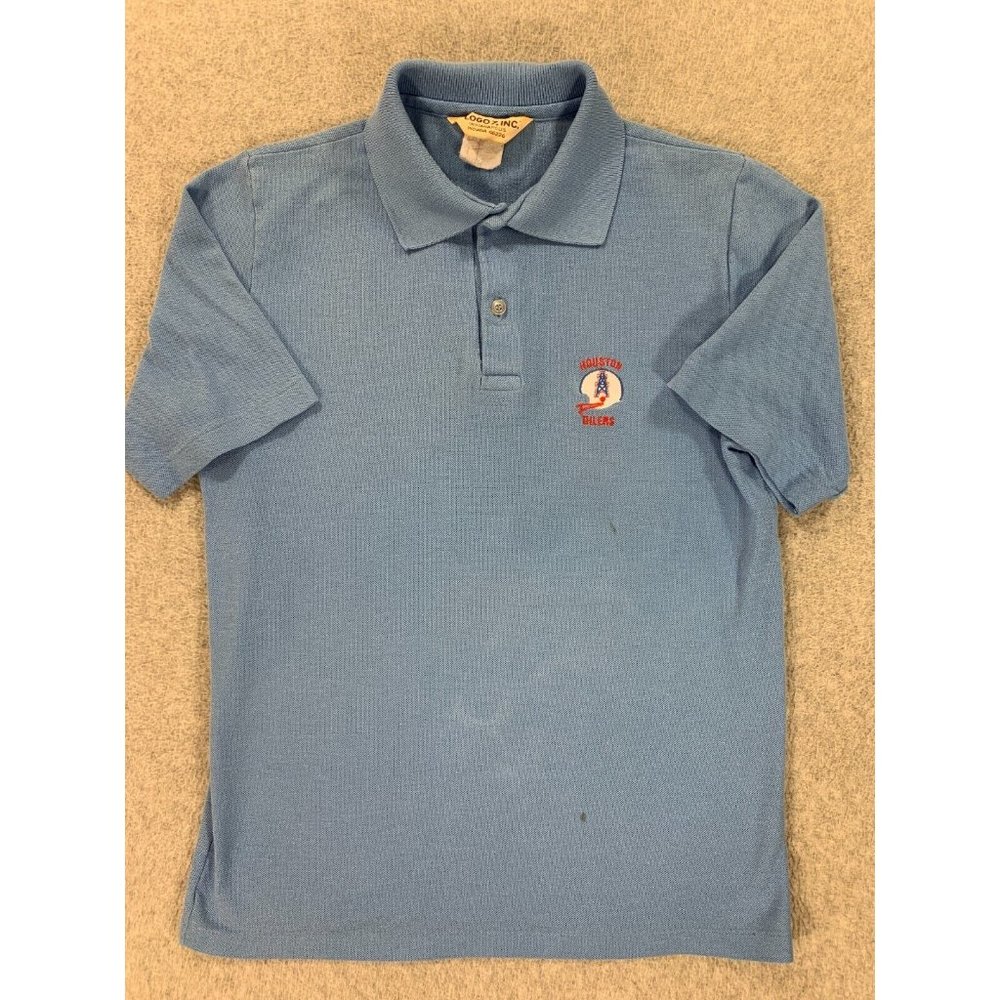 Houston Oilers Logo 7 Vintage Football Polo Shirt (Men's‎ Small) Baby Blue